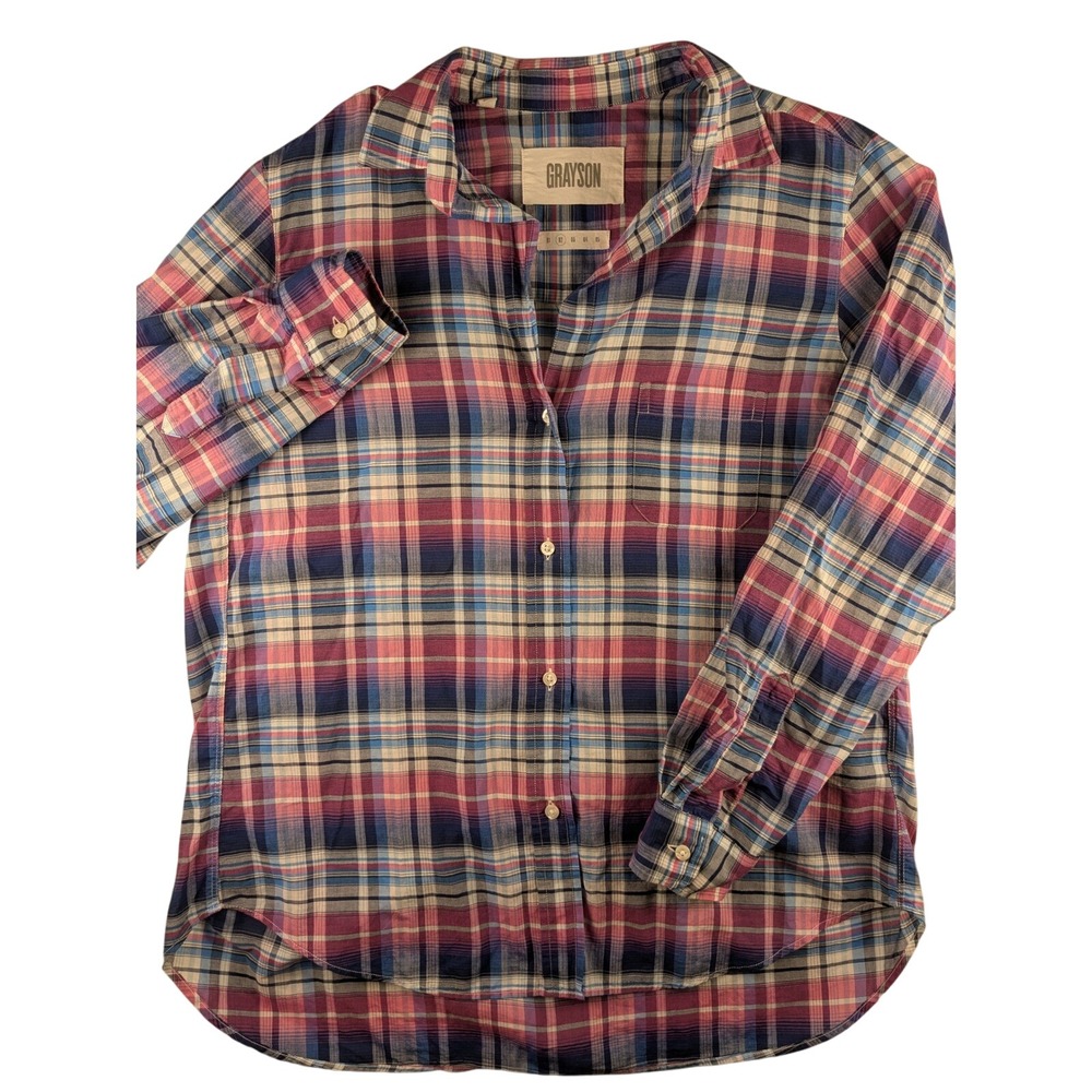 Grayson Plaid Button Down‎ Shirt Long Sleeve Pink Blue Womenswear